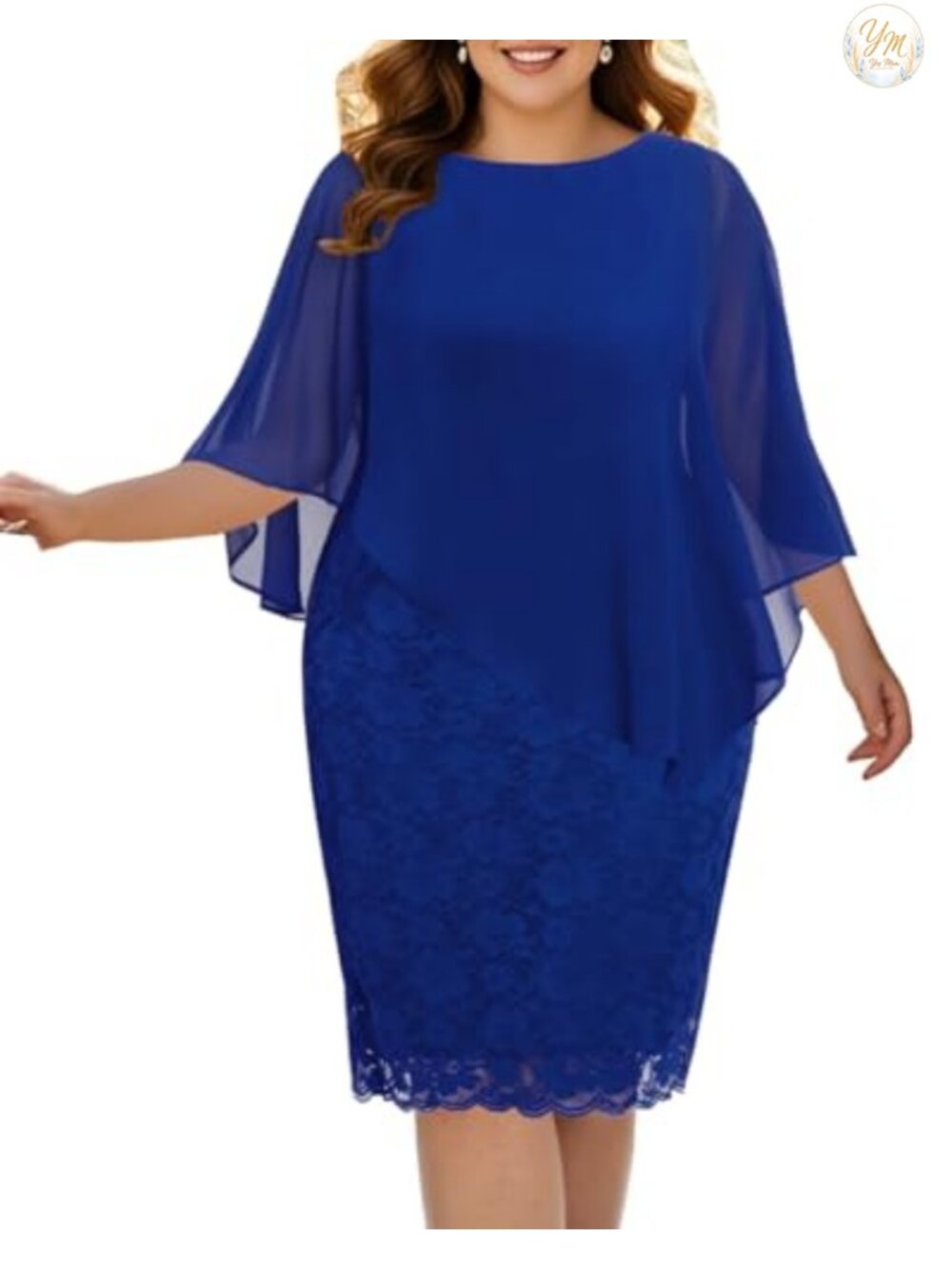 Plus Size Lace Cape Dress Semi Formal Cocktail Wedding Guest